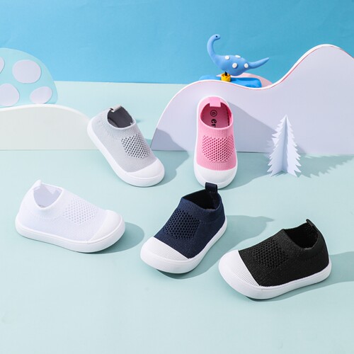 Baby Learning to Walk Shoes, Flyknit Breathable Anti-Slip Socks Shoes, Soft Bottom for Boys and Girls, Children's Kindergarten Indoor Shoes, Cross-Border Dropshipping