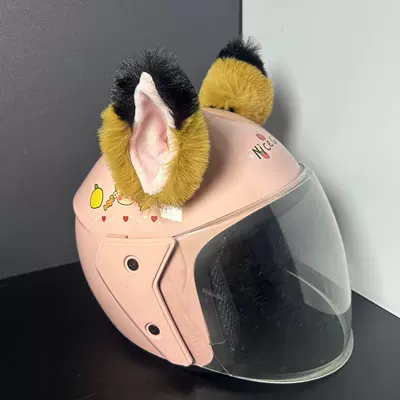 Ski Helmet Decoration Handmade Motosiklet dəbilqələri - three-dimensional-yellow-black-pointed-cat-ears