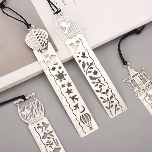 Ruler student stationery ruler multifunctional metal bookmark Korean small fresh learning tool stainless steel measuring ruler
