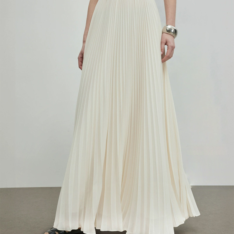 Spring Elegant Chiffon Skirt White Large Skirt Women's Autum Elegant Long Pear-Shaped Pleated Skirt Spring Elegant Chiffon Skirt White Large Skirt Women's Autum Elegant Long Pear-Shaped Pleated Skirt