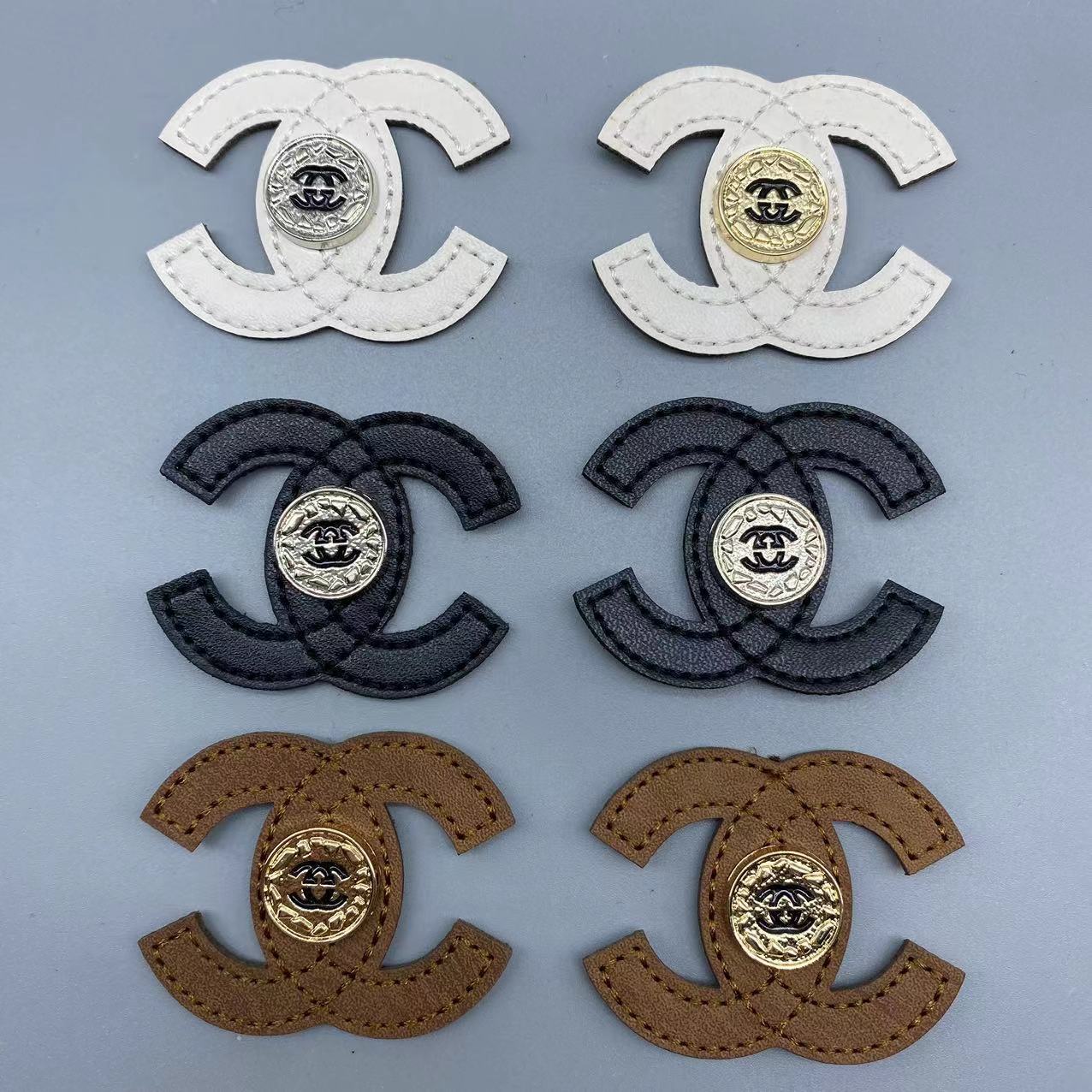 时尚潮流现货五金刺绣PU双C鞋袜子帽子服装装饰DIY装饰补丁贴