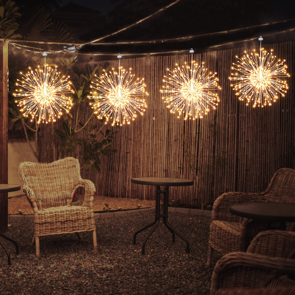 led烟花灯 户外花园蒲公英铜线灯串庭院装饰彩灯圣诞树灯 烟花灯