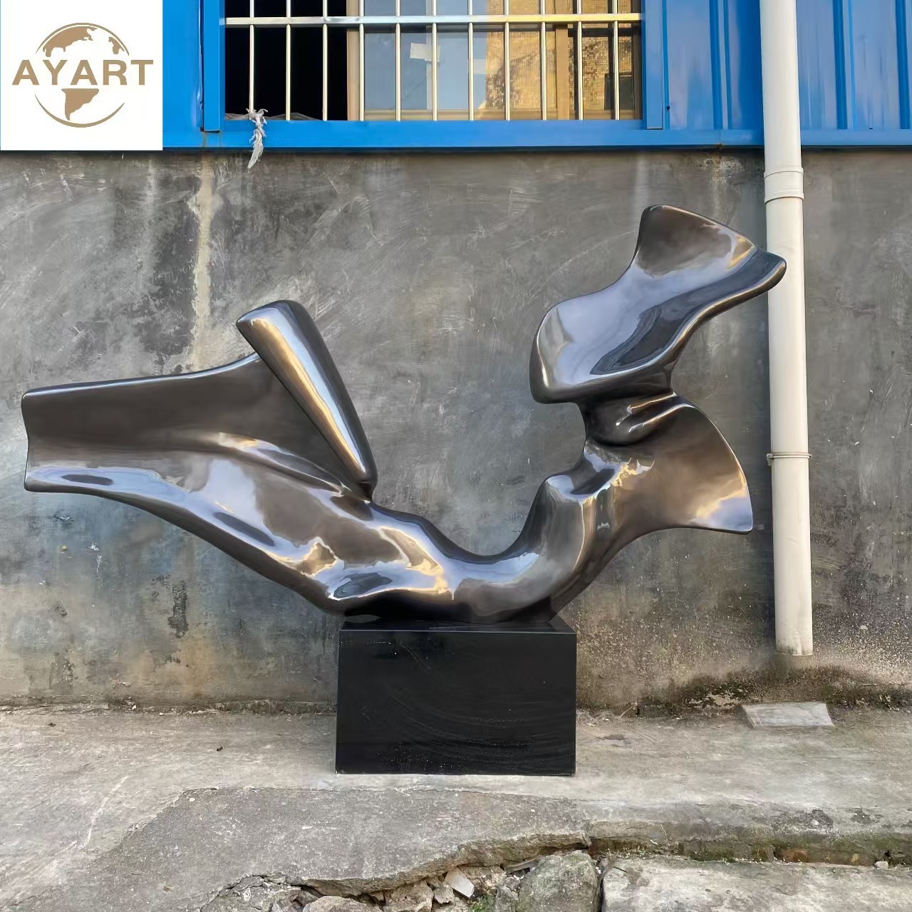 现代简约抽象玻璃钢艺术园林水景雕塑装置酒店大堂前台软装大摆件