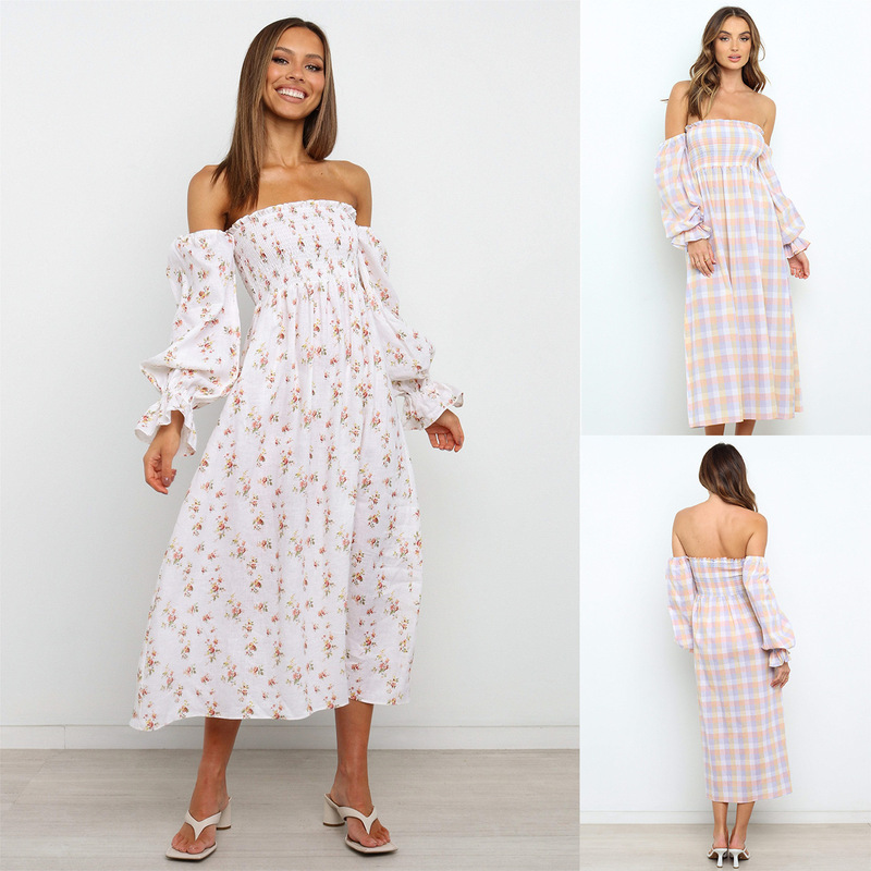 Autumn and Winter Cross-Border Amazon European and American Export Women's Casual Long-Sleeved Sexy Off-Shoulder Printed Dress Women's Yd101 Autumn and Winter Cross-Border Amazon European and American Export Women's Casual Long-Sleeved Sexy Off-Shoulder Printed Dress Women's Yd101