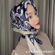 shopee印花大方巾90cm围巾仿真丝 缎面丝巾女马来西亚丝质包头巾