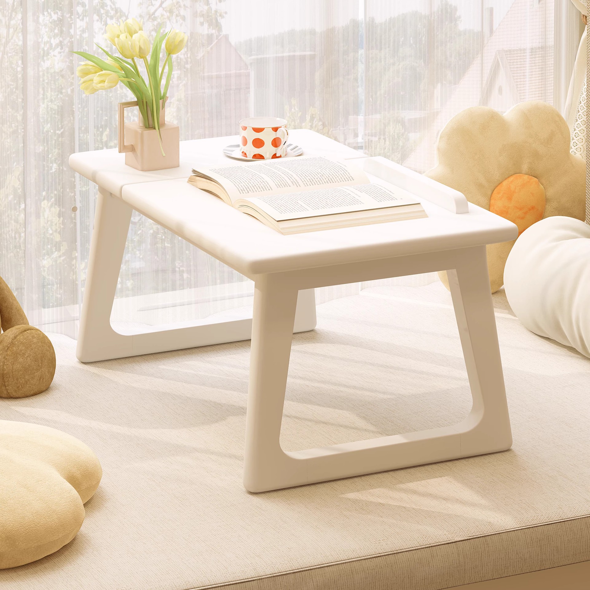 Kang Table Full Solid Wood Balcony Bay Window Table Foldable Small Coffee Table Computer Desk Study Table Tatami Low Table