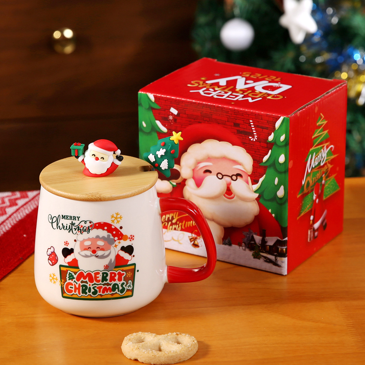 Taza de Navidad transfronteriza de Santa Claus Taza de cerámica creativa Regalo de evento de Navidad Regalo de Navidad Taza de agua Regalo de mano