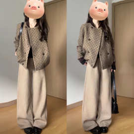 法式复古美拉德棕色波点短外套女2025秋冬绝美巨好看百搭洋气上衣