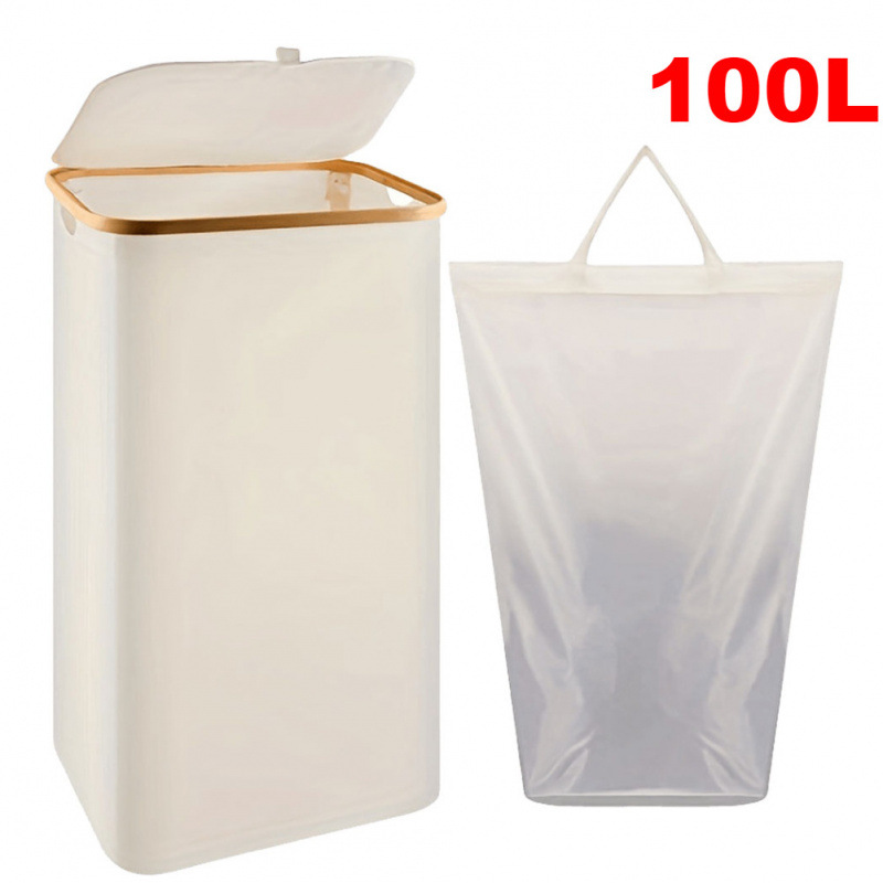 100L Dirty Clothes Bag Box Foldable Laundry Hamper Basket