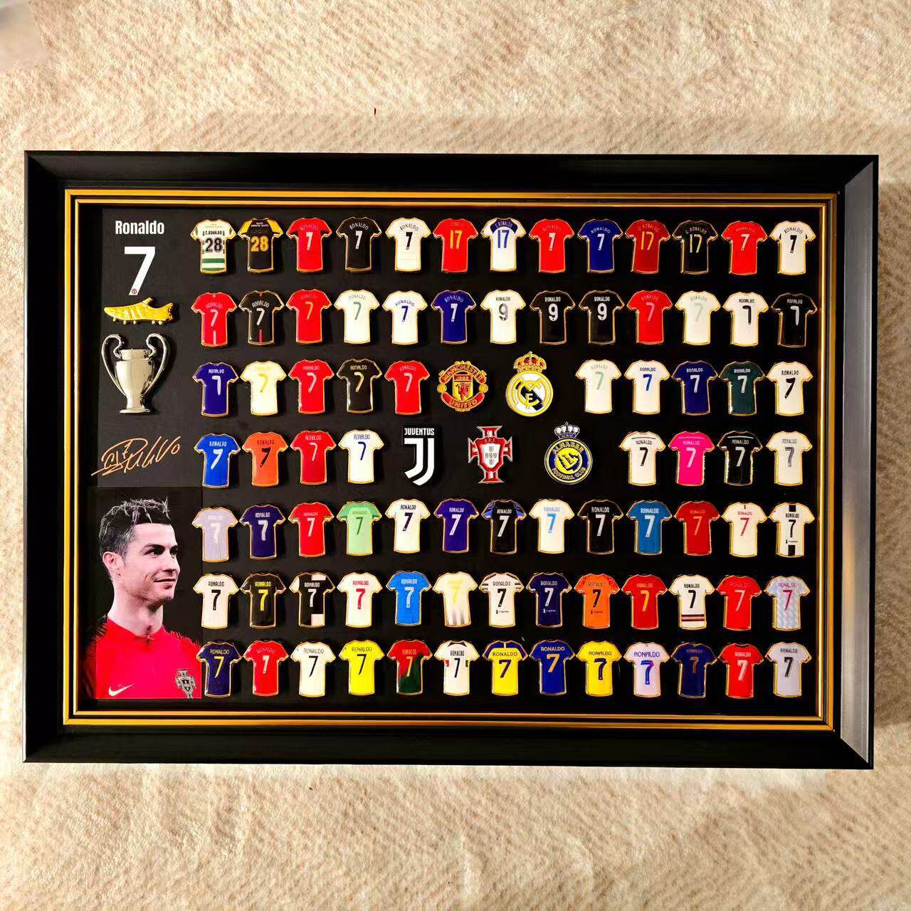 Messi Ronaldo camiseta insignia marco de madera sólida recuerdos de fútbol hechos a mano alrededor del cumpleaños del novio Regalo del festival de Qixi image 34