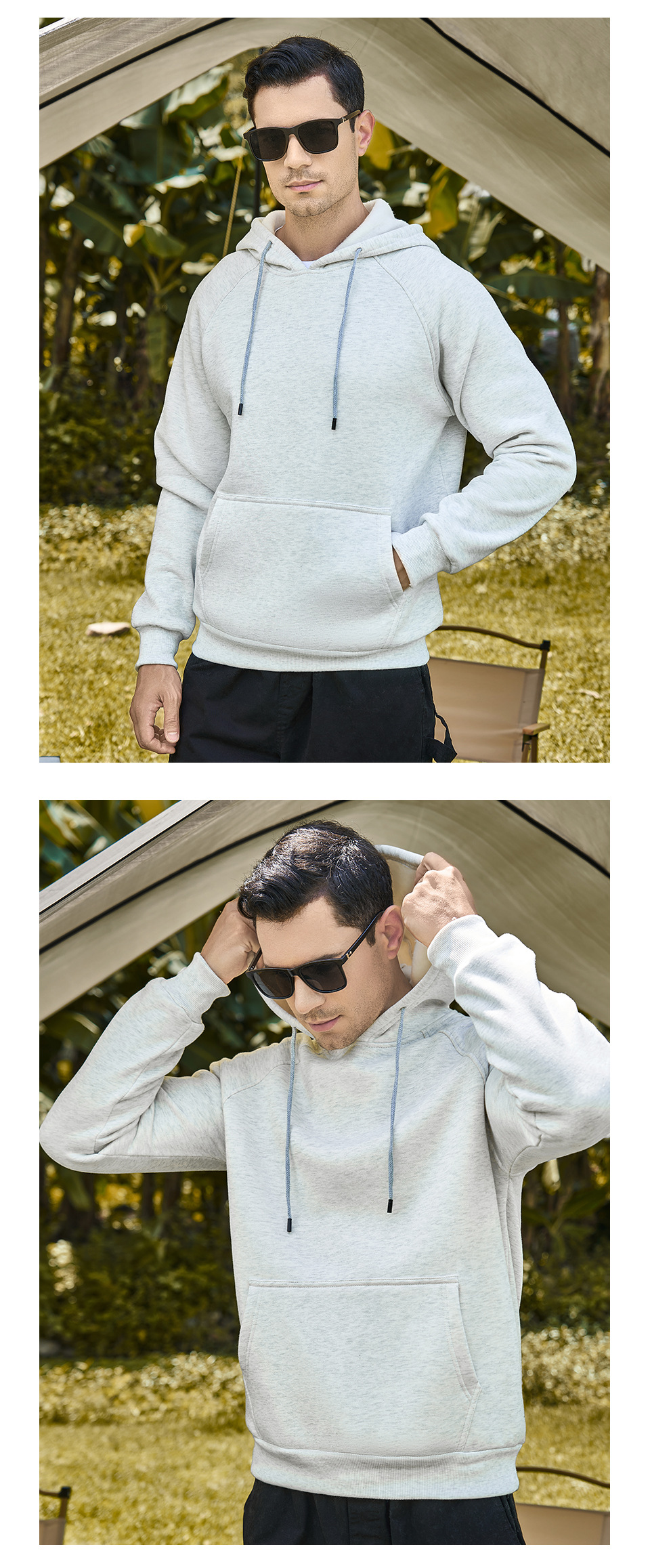 Men's Clothing new large size solid color men's pullover hooded sweatshirt men can add printing and hot stamping blank sweatshirt spot_voghion.com