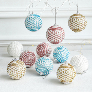 Cross-border Christmas Ball Christmas Decoration Pendant Lace Mesh Hanging Ornaments Colorful Ball Christmas Atmosphere Arrangement Supplies