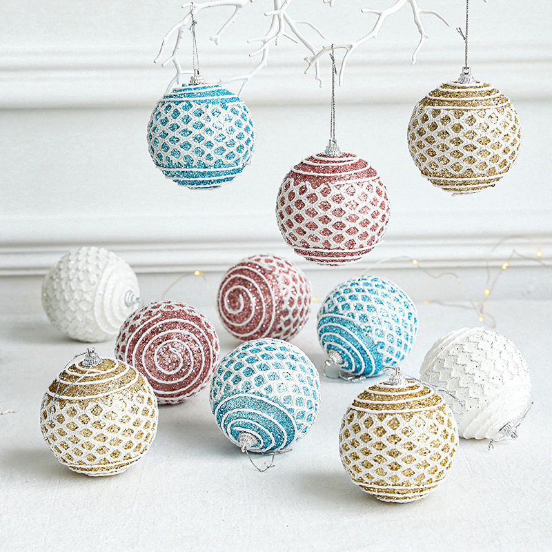 Cross-border Christmas Ball Christmas Decoration Pendant Lace Mesh Hanging Ornaments Colorful Ball Christmas Atmosphere Arrangement Supplies