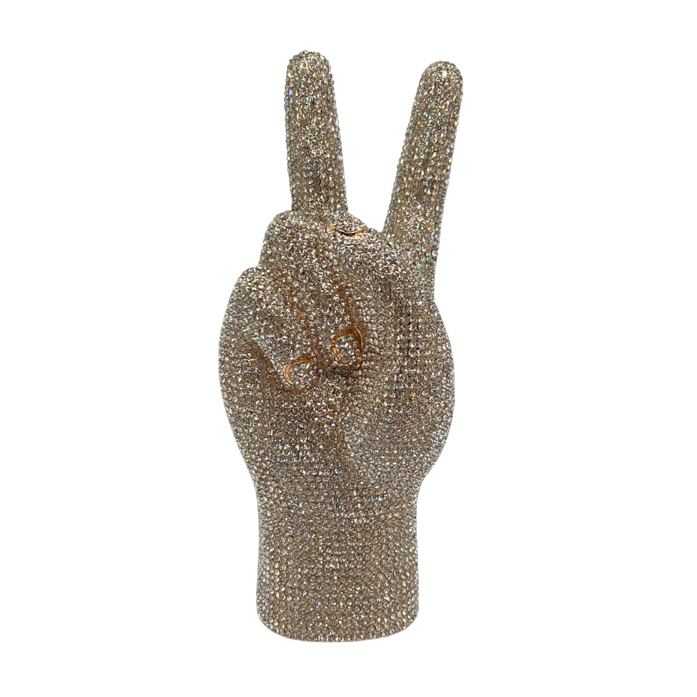 Victory hand crystal bag cross-border diamond banquet bag