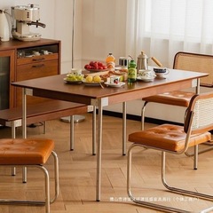 实木餐桌复古小户型北欧日式餐桌椅子组合家用长方形桌子原木家具