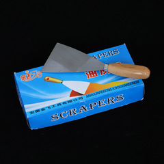 Manufacturer wholesale putty knife thickened triangle scraper scraper wall cleaning blade double clip mirror wooden handle putty knife