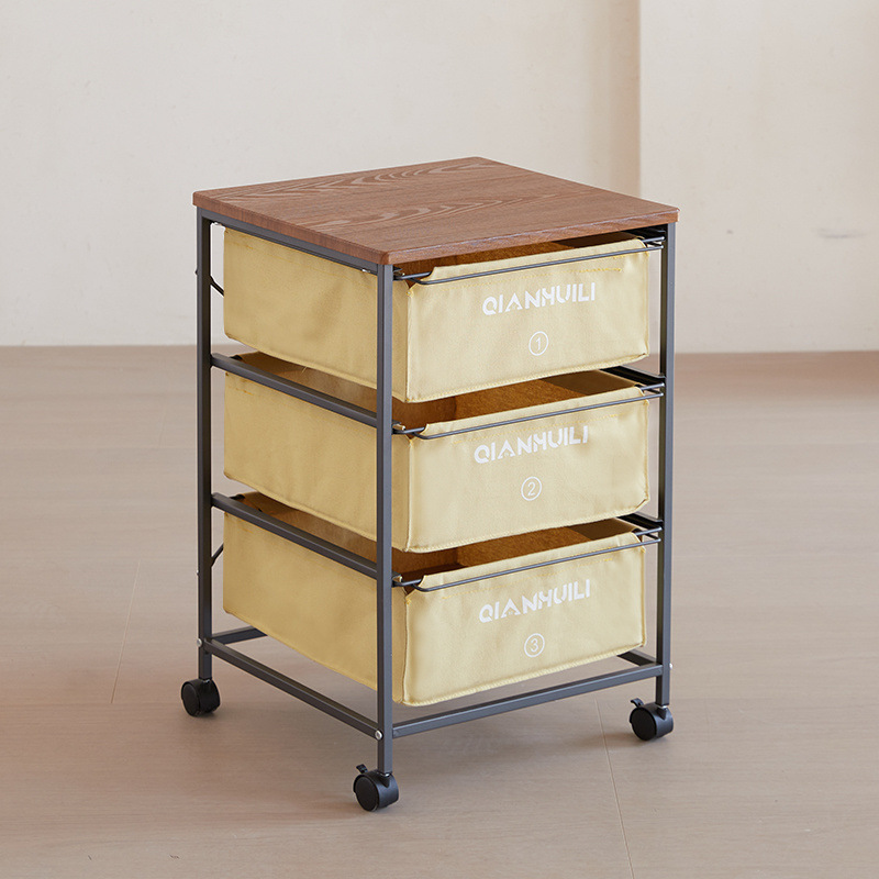 Cajón combinado de lona de hierro forjado retro de estilo simple, gabinete de varias capas, percha, estante de almacenamiento, gabinete móvil de acabado debajo de la mesa