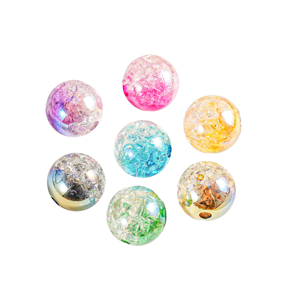 AB colorido, explosión transparente, grieta, vidrio de dos colores, cuentas, bricolaje, cadena de teléfono móvil floral, accesorios de cuentas al por mayor