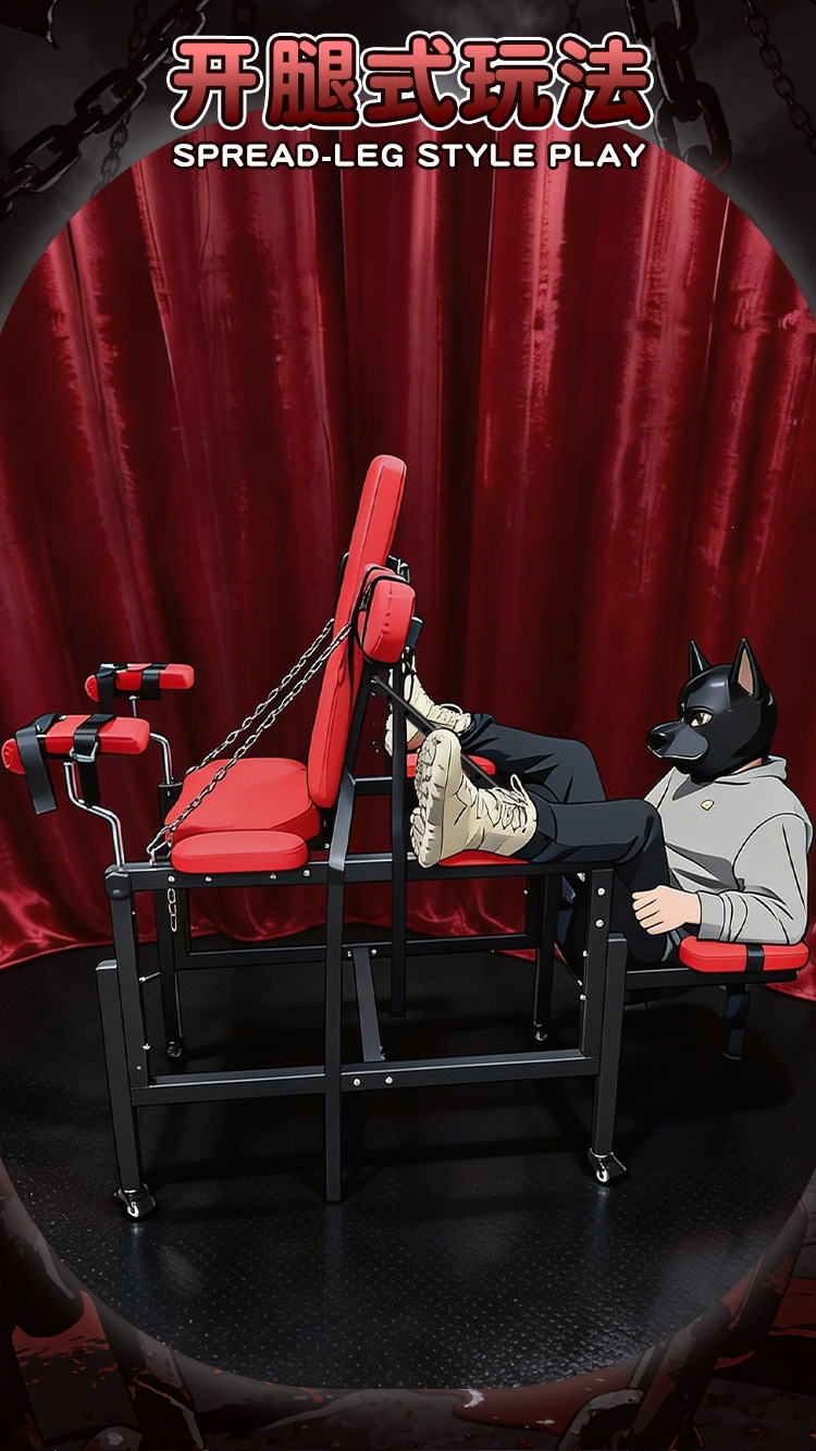 SM-御王座 Plus Bondage Restraint Stool in Black Iron and Tech Fabric — detail image 7