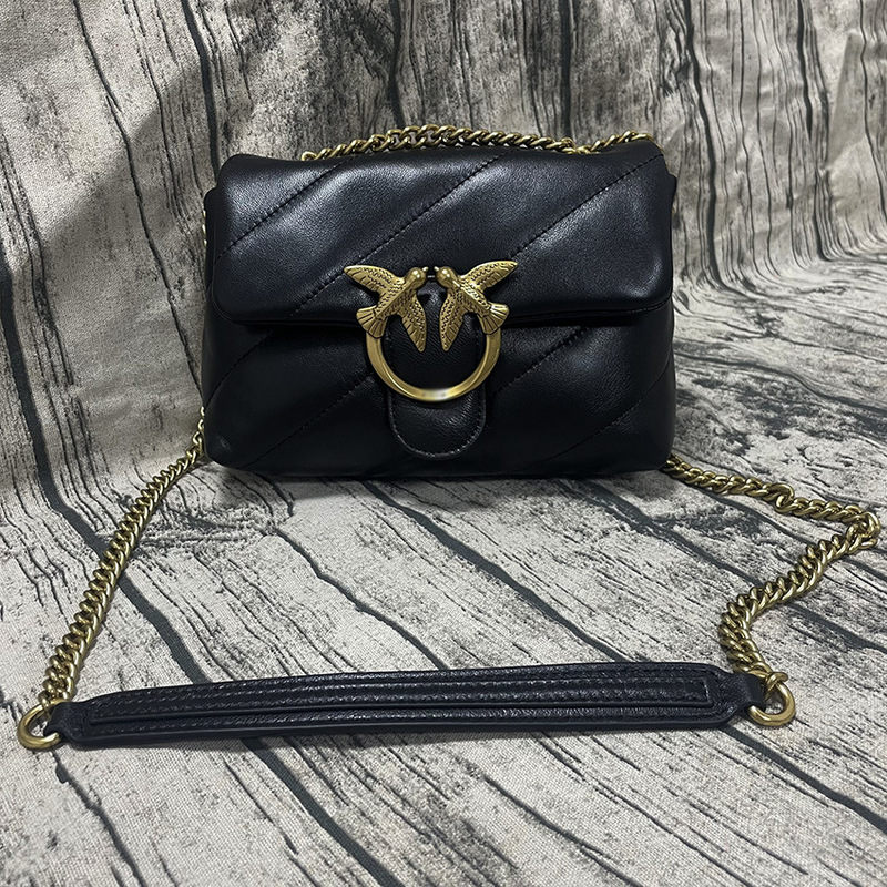 Pinko PUFF Bag Sheepskin Quilted Twill Pillow Bag Swallow Bag Shoulder Crossbody Leather Sheepskin Women's Bag