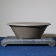 紫砂花盆斗笠盆手工盆斗盆青灰泥中国风名家盆古典仿古老盆宜兴