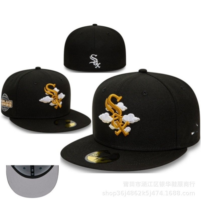 跨境跨境美式SOX全封闭棒球队道奇棒球帽子刺绣嘻哈洋基队闭口平|undefined