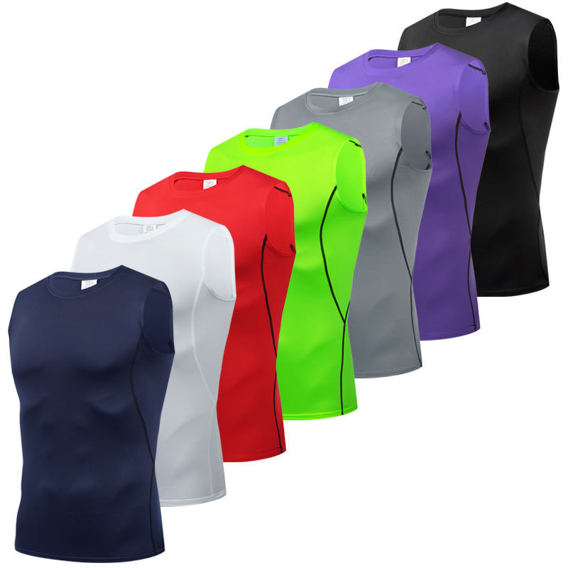 European and American Cross-border Men's Compression Vest Summer Sleeveless Sports Quick-drying Waistcoat Basketball High-elastic Tight Quick-drying Vest