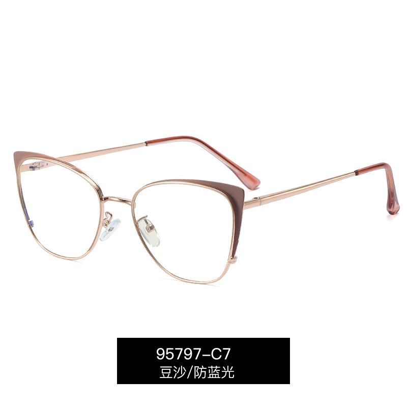 95797 metal primavera pierna marco gafas Marco europeo y americano anti-azul luz gafas ins moda marco completo gafas para las mujeres