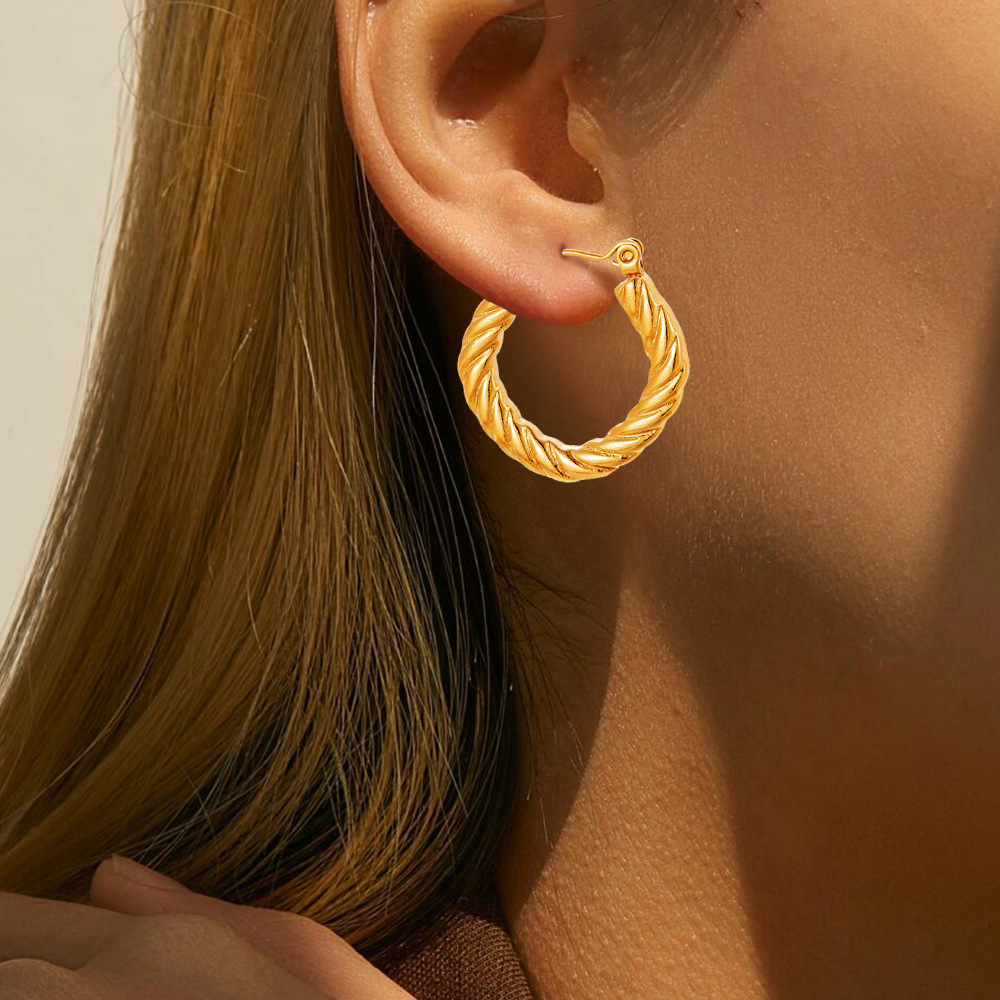 [Todo el cuerpo de acero de titanio] Pendientes de acero de titanio irregulares de metal europeo y americano Pendientes de diseño de nicho simples y de moda