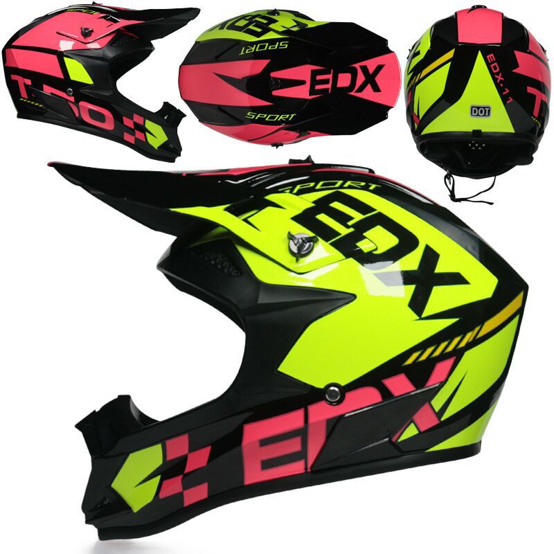 Four Seasons, Motuoche Motosiklet kaskı (dəbilqə) - gloss-black-yellow-pink-goggles-gloves-mask-s