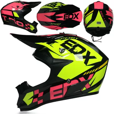 Seasons motocross helmet, Motosiklet kaskı (dəbilqə) - bright-black-yellow-powder-goggles-gloves-mask-s