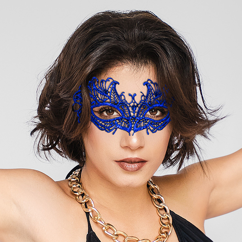 Ventas transfronterizas calientes de Halloween encaje sexy mitad cara máscara amorfa de alta calidad estampado de color eye mask accesorios de rendimiento