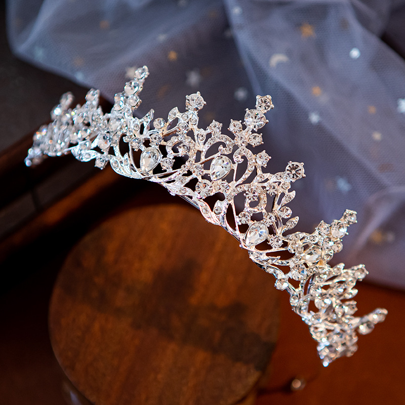 Artificial Rhinestones Inlay Material 1 Piece Quantity Bridal Romantic Shiny Women's Crown Alloy Artificial Rhinestones Crown