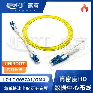 High-Density Fiber Optic Jumper Lc G657A1/Om4 Single Tube Double Core Uniboot Push-Pull Rod Dedicated to Data Center