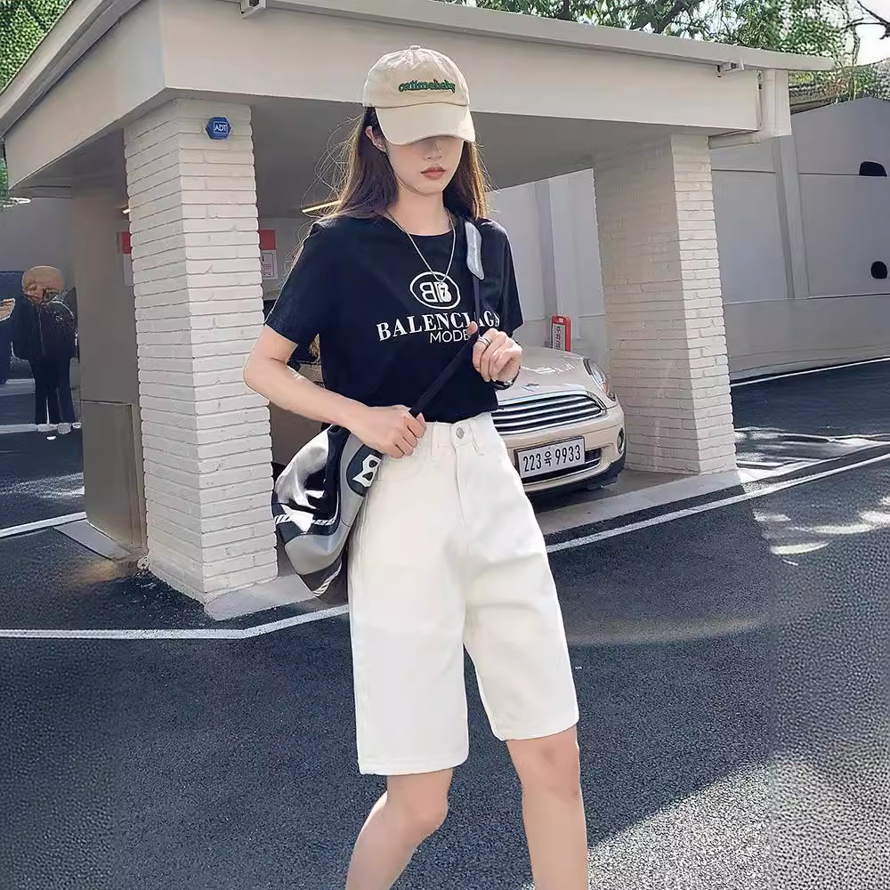 Vintage Wide Leg Denim Pants Women's Summer 2024 New High Waist Loose Straight Korean Style Trendy Middle Pants for Students