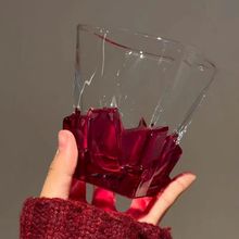 复古红色冰块酒杯高级感女士个人专用高颜值玻璃杯设计感小众水杯