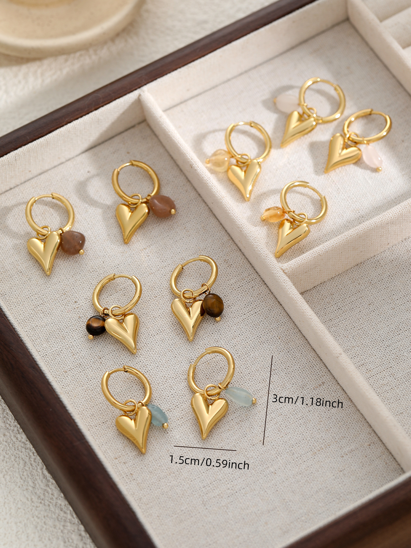 Simple Style Style 1 Pair Simple Style Heart Shape Plating Titanium Steel Drop Earrings