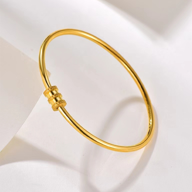 Hot-Selling Alluvial Gold Small Waist Bracelet 2.8mm Women's Coil Bracelet Live Openable Bracelet Plain Ring Bracelet
