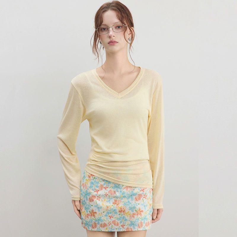 Summer New Style Spicy Girl Long-Sleeve T-Shirt for Women, Thin Sun-Protective Cover-Up, Slim-Fit, Unique Irregular Design, Versatile Top Summer New Style Spicy Girl Long-Sleeve T-Shirt for Women, Thin Sun-Protective Cover-Up, Slim-Fit, Unique Irregular Design, Versatile Top