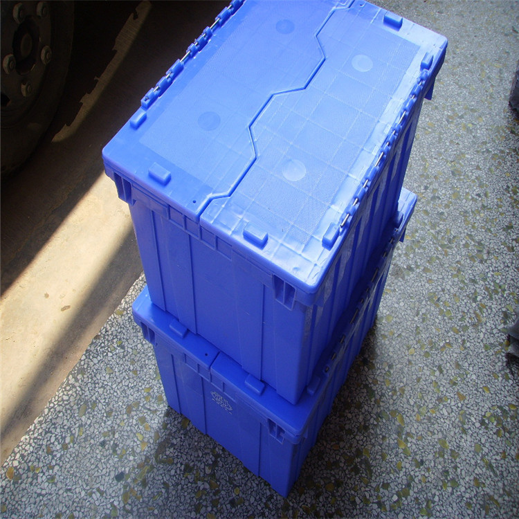 保定生鲜冷链运输翻盖塑料箱540*390*325斜插箱 可套叠堆放物流箱