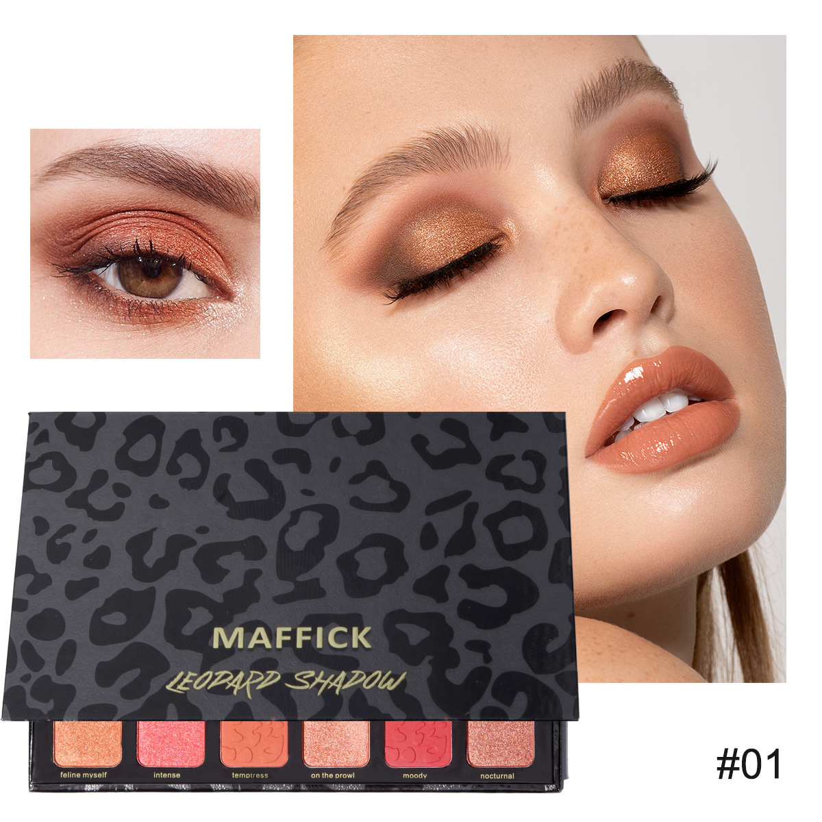 Cross-border bestseller MAFFICK 24-color leopard print eyeshadow palette, chameleon pearlescent matte makeup effect Specification drawing