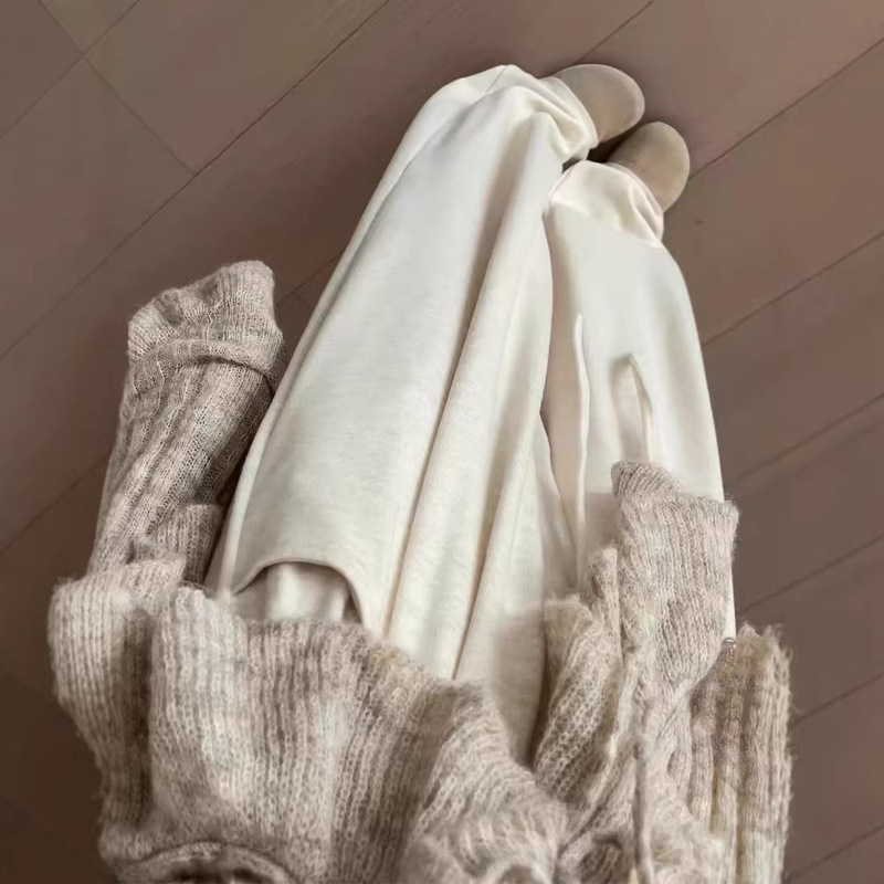 White Mochi Pants for Women, Autumn and Winter, Fleece-Lined, Drapey, Petite Straight-Leg Pants, Loose Bf Style, Thick Wide-Leg Pants White Mochi Pants for Women, Autumn and Winter, Fleece-Lined, Drapey, Petite Straight-Leg Pants, Loose Bf Style, Thick Wide-Leg Pants