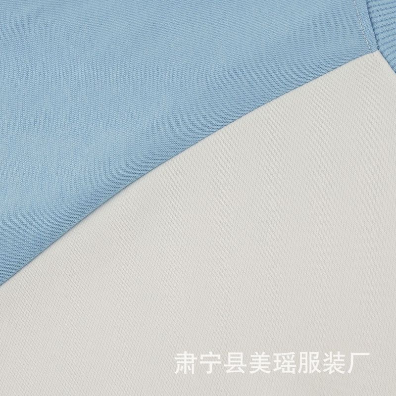 重磅华棉拼接撞色插肩袖重磅卫衣男女情侣装秋季连帽休闲|undefined