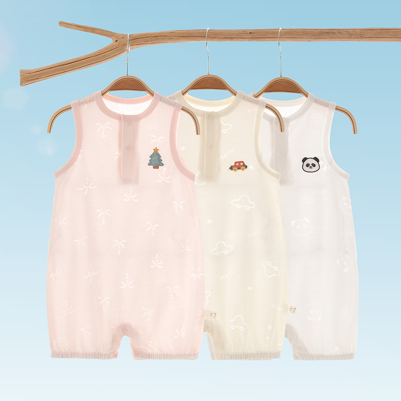 Infant Jumpsuits, Summer Thin Baby Clothes for Men and Women, Newborn Clothes, Outdoor Air-Conditioned Clothes