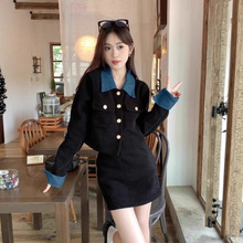 小香赫本风黑色连衣裙子2025秋冬季新款女装今年流行漂亮套装短裙