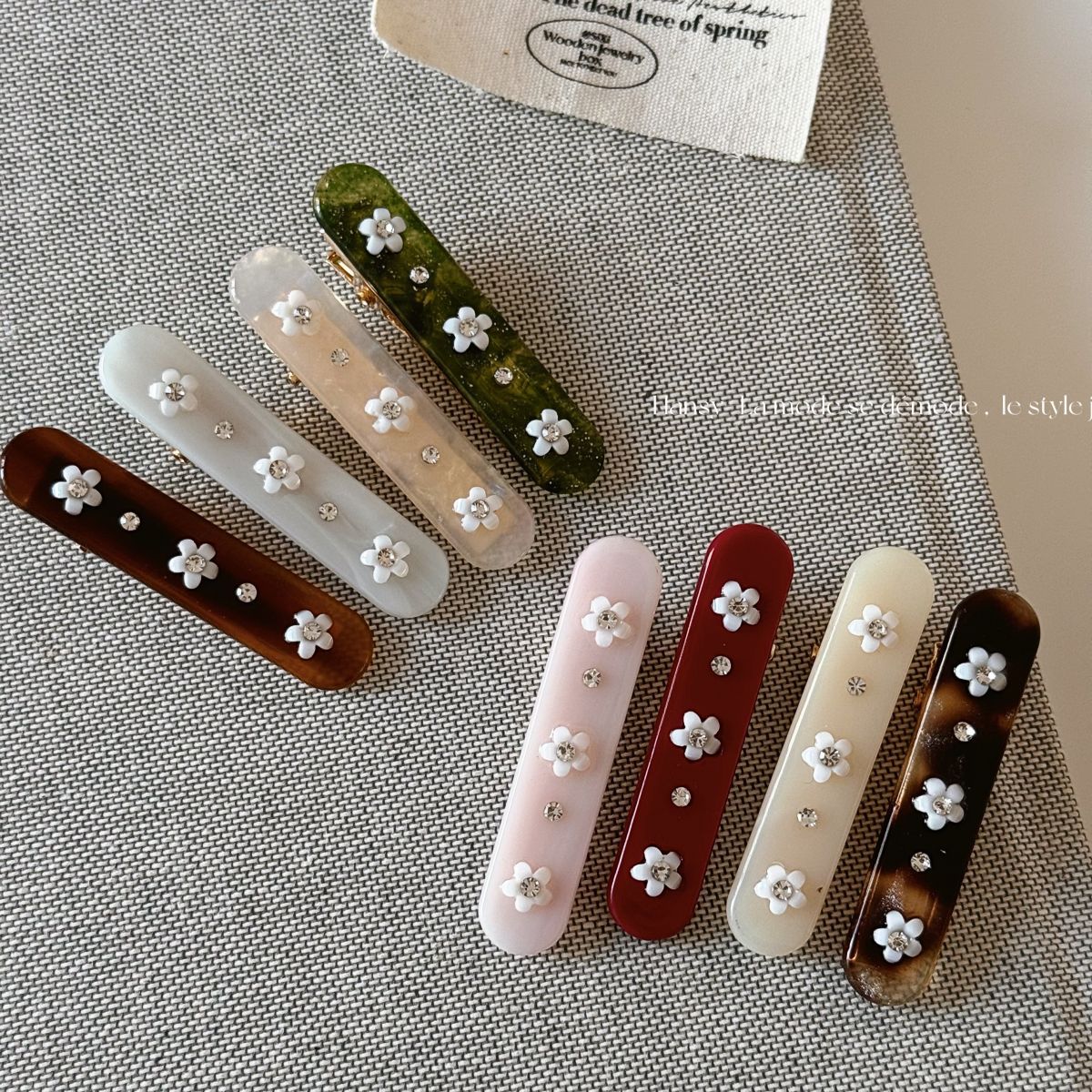 small flower rhinestone bobby pin retro elegant hair clip starry rectangular hairpin duckbill clip bang clip accessories
