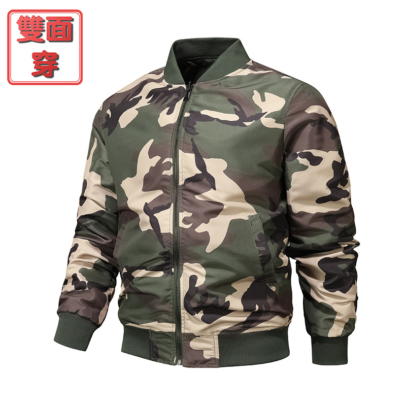 Doble cara de vestir camuflaje primavera y otoño nueva chaqueta de piloto de la fuerza aérea mai chaqueta de béisbol hombre chaqueta de trabajo transfronteriza