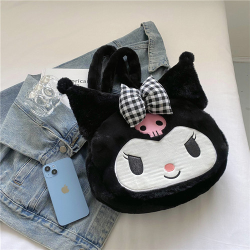 Super cute and sweet plush bag  new shoulder rabbit bag cartoon large capacity furry handbag