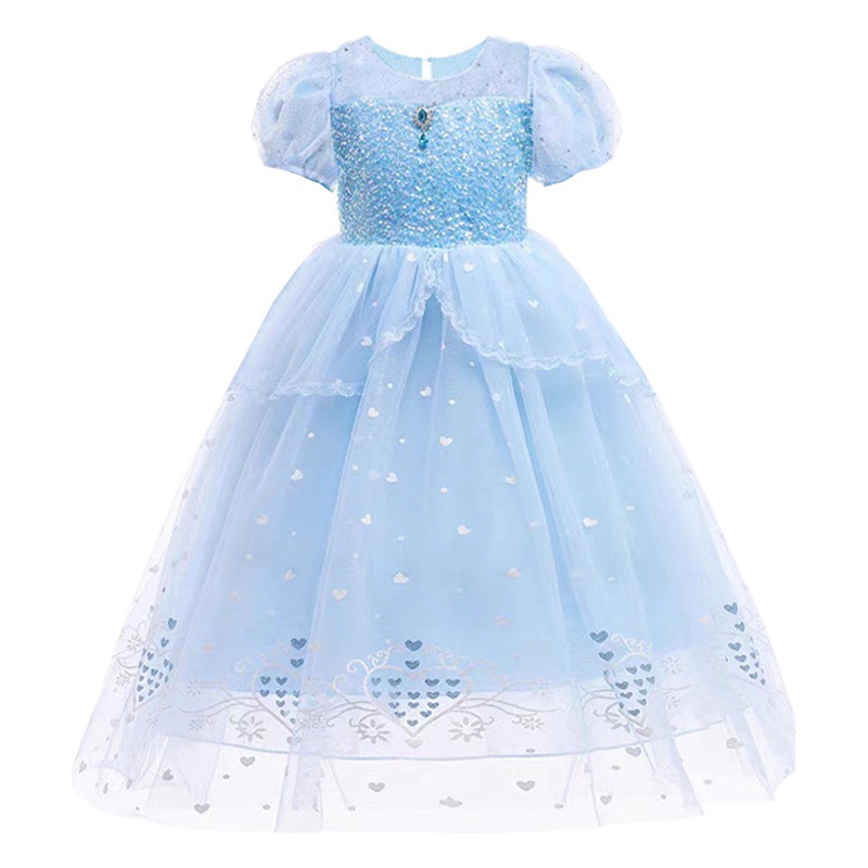 Vestido de princesa Elsa verano manga corta Frozen vestido largo para cumpleaños nuevo modelo