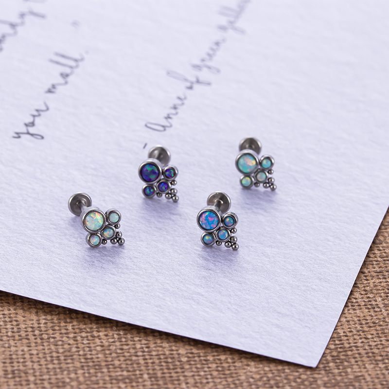 Fashion Round Stainless Steel Plating Inlay Artificial Gemstones Lip Stud 1 Piece display picture 4